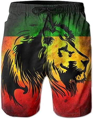 KfjTA Adult Lion of Jamaica Reggae Swimming Beach Board Shorts Casual Gym Home Pants