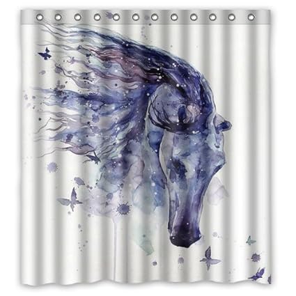 Amazon Com Custom Art Horse Butterfly Decor Shower Curtain Bath