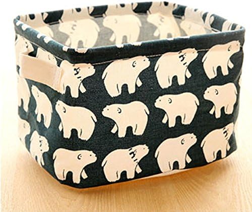 Fashion Creative Household Desktop Cotton Linen with Sundry Cloth Cosmetic Storage Basket Box (Bear)
