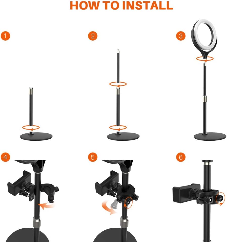 Selfie Ring Light with Adjustable Phone Holder&Stable Disc Base, Yoozon Dimmable Led RingLight with 3 Light Modes&10 Brightness for TikTok YouTube Video Shooting, Makeup, Photography, Live Streaming : Camera & Photo