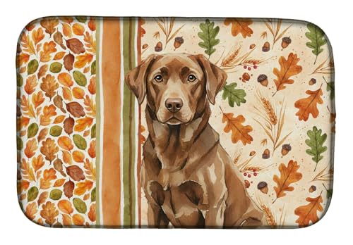 Caroline's Treasures Chocolate Labrador Retriever Heirloom Fall Dish Drying Mat…