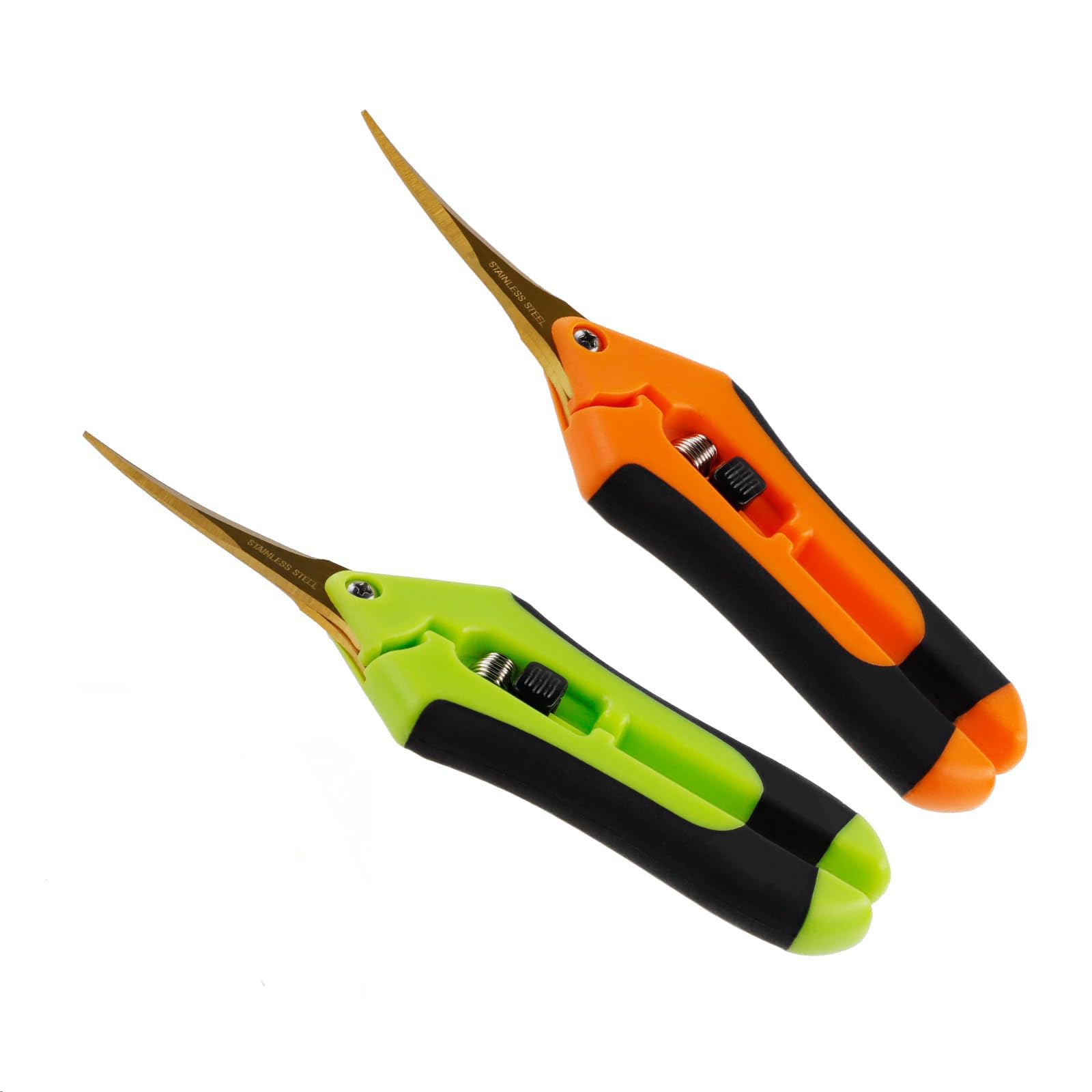 CXRYLZ 2 Pieces Garden Pruning Scissors, Precision Titanium Coated Blades Secateurs with Comfortable Touch Handles, Gardening Tool Shears for Trimming Flowers, Fruits, Grapes, Florist, Bonsai