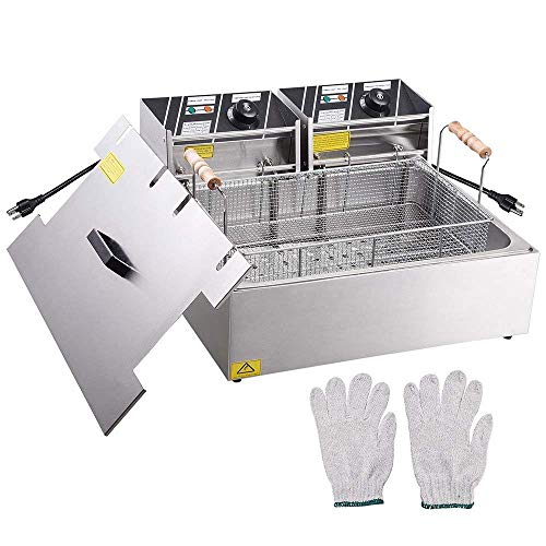 Click Here to See More Images Heavy Duty Stainless Steel Commercial Deep Fryer 20L 5000W For Cooking French Fries Onion Rings Egg Rolls Fried Chicken Panko Shrimp