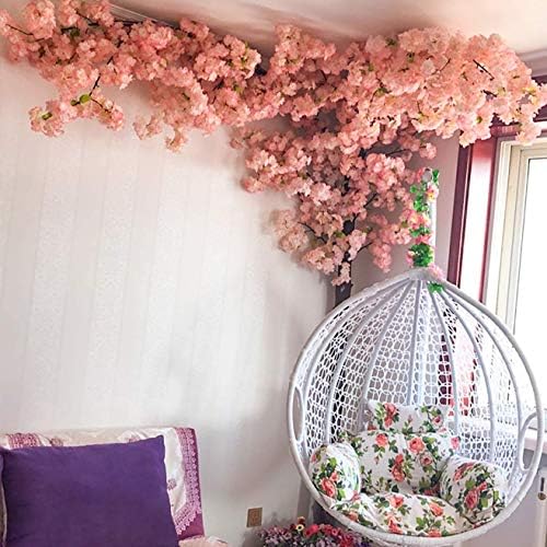家の庭の装飾 ゴージャスな造花手作りピンク桜の木偽のツルの
