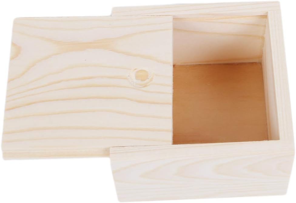 TimesuperWooden Unfinished Storage Box with Slide Top Wood Gift Box