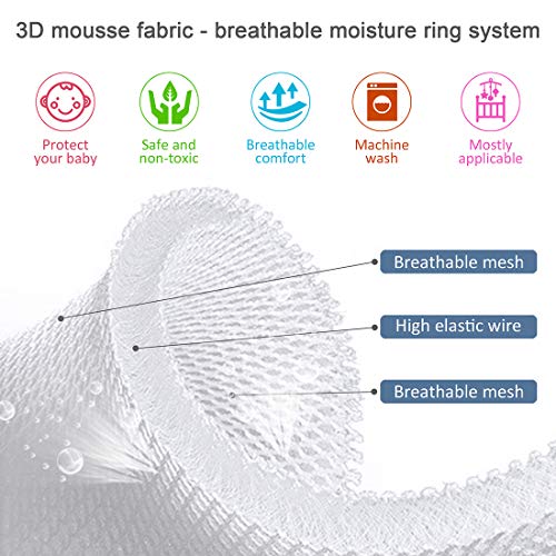 Baby Crib Bumper, Adjustable Soft Crib Bumper Pads Full Protection, Fits Standard and Other Cribs,Safe Crib Padding Protector, Machine Washable Padded Crib Liner (Grey) - Thumbnail 2