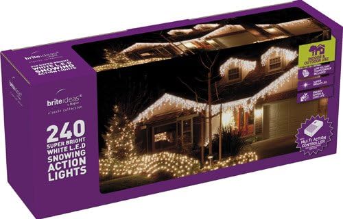 Brite Ideas 240 White Snowing Icicle LED Bulb Light String 7 Watt