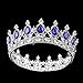 Ulike2 King/queen Crown Red Ruby Stone Sapphire Tiaras Gold/silver Plated Hair Jewelry (Blue)