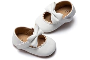 Meckior Infant Baby Girls Soft Sole Bowknot Princess Wedding Dress Mary Jane Flats Prewalker Newborn Light Baby Sneaker Shoes