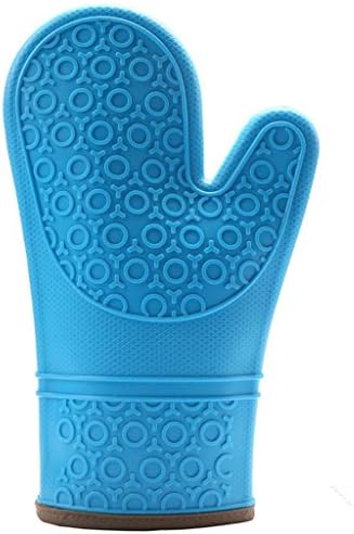 GYMNLJY Thickening Silica gel Microwave oven gloves Anti-skid Quilted Baking kitchen Anti-scald gloves£¨pack of 2£ , blue