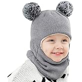 ZWA Baby Girls Boys Winter Hat Scarf Earflap Hood Scarves Toddler Kids