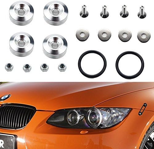 Universal JDM QUICK RELEASE FASTENERS FENDER TRUNK BUMPERS HATCH LIDS KIT (Silver)