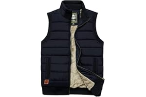 Vcansion Men's Outdoor Stand Collar Fleece Jacket Vest Casual Padded Vest Coats