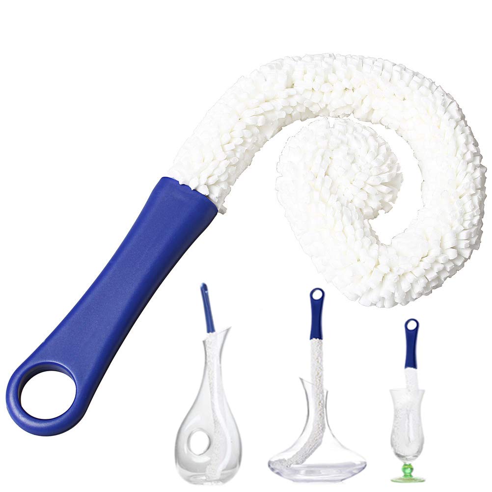 Wine Decanter Cleaning Brush, Ruix 1 Pcs Bottle Cleaner Bendable Long Handles Soft Cleaning Cup Brush, Blue