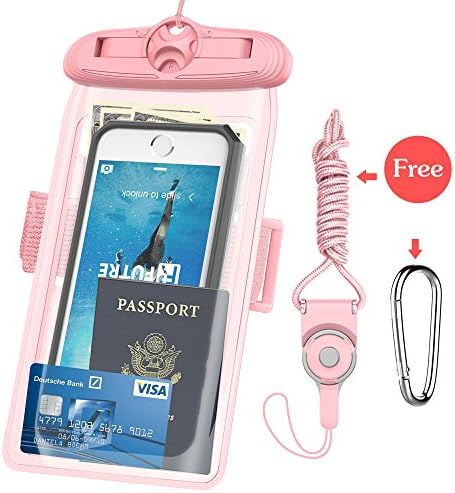 Underwater Case, FUTRE CellPhone Dry Bag Pouch Adjustable Armband for Apple iPhone 7/7Plus 6S 6 SE Samsung Galaxy S8 S8+ S7 S6 Note 5 4 HTC LG Sony Nokia Motorola(Pink-6.3)
