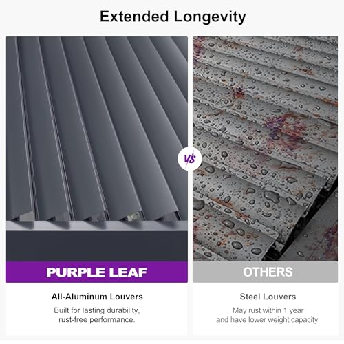 PURPLE LEAF 13x15 Aluminum Louvered Pergola Review: Adjustable Hardtop with Drainage image 29