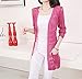 Shawhuaa Womens Crochet Knitted Open Front Cardigan Pocket Sweater Rosy