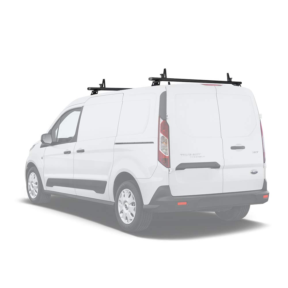AA-Racks Model AX312-TR Transit Connect 2014-Newer Aluminum 2 Bar (60") Van Roof Rack System Ladder Stopper Black