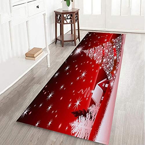 NIHAI Merry Christmas Welcome Doormat, Large Non Skid Area Rug Indoor Outdoor Mats, Entryway Bedroom Kitchen Carpet Pad Home Decor, 60cm x 180cm (J)