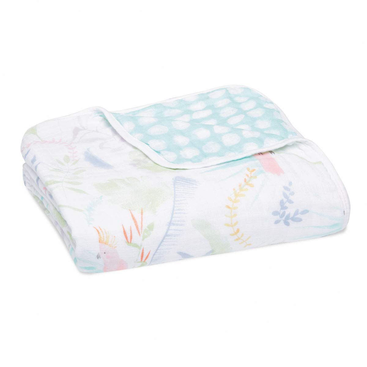 aden + anais essentials 100% Cotton Muslin Dream Blanket for Baby Girls & Boys, 112x112cm, Ideal Lightweight Newborn Nursery & Cot Blanket, Unisex Toddler & Infant Bedding Gift, tropicalia