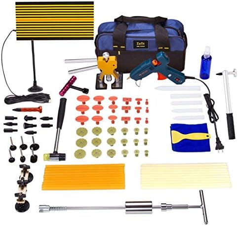 Zafit 89pcs Auto Paintless Dent Removal Tools PDR Tools Dent Repair Tools LDE Line Board Rubber Hammer Golden Dent Lifter Glue Gun Glue Sticks
