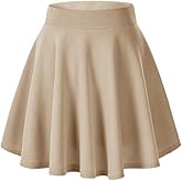 Afibi Casual Mini Stretch Waist Flared Plain Pleated Skater Skirt
