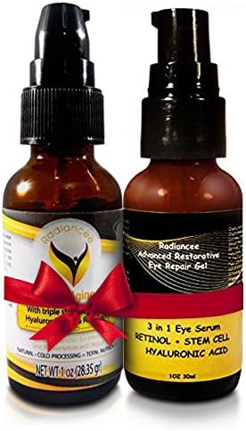 Facial Serum Anti Aging &amp; Anti Wrinkle with Vitamin C &amp; Hyaluronic Acid and Under Eye Retinol Cream and Wrinkle Serum - Five Star Reviews - Best Anti Aging Gift Set for Your Skin - 1 oz each