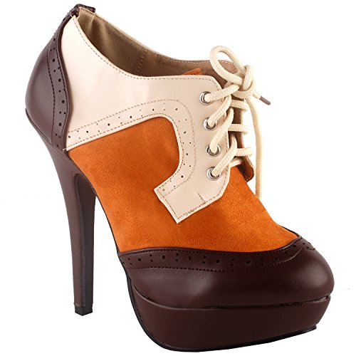 SHOW-STORY-Retro-Brown-Beige-Lace-Up-Platform-Stiletto-Ankle-Boot-BootieLF30312
