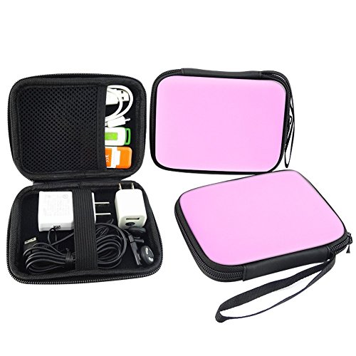 Elvam EVA Solid Small Shockproof Waterproof Easy Travel Carrying Hard Drive Case / Cable Case / USB Flash Drive Case / GPS and Digital Camera Case - Pink