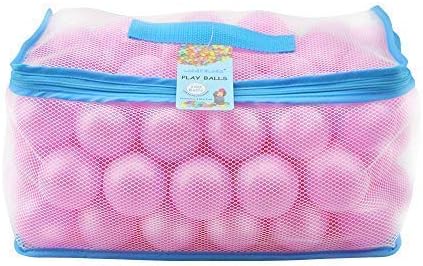 Lightaling 100pcs Pink Ocean Balls & Pit Balls Soft Plastic Phthalate & BPA Free Crush Proof - Reusable and Durable Storage Mesh Bag with Zipper