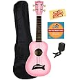 Kala MK-SD-PKBURST Makala Dolphin Soprano Ukulele - Pink Burst Bundle with Gig Bag, Tuner, Austin Bazaar Instructional DVD, a