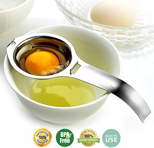 Egg Separator Stainless Steel Egg White Yolk Separator Filter Cooking Tool Dishwasher Safe Chef Kitchen Gadget Specialty Cookware