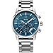 BENYAR Quartz Chronograph Waterproof Watches Business Sport Stainless Steel Band Strap Wrist Watch for Men (Steel Blue B)