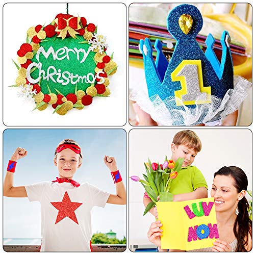 3 otters Glitter Foam Sheet, 30PCS Adhesive Foam Sheets Glitter Foam Paper Craft Foam Sheet 11.8 x 7.8 inches, 15 Colors