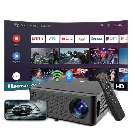 WTONISY Smart Projector with WiFi and Bluetooth,5000+ app for download,15000 Lumen,1080P Native,4K Support, Indoor and outdoor Home Theater, Portable Game Video Projector