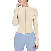 Locachy Women's Lightweight Stretchy Workout Full Zip Running Track Jacket with Thumb Holes