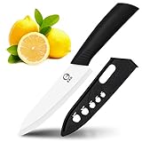 Ceramic Chef Knife, E&Q 6 inch Cutlery Kitchen Knife with Sheath Cover - Sharp Blade, Eco Friendly Black (6 inch, black)