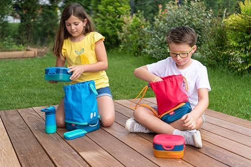Picnik Concept Kids - Gourde Enfant avec Système de Pipette - Étanche - Ouverture Automatique avec Bouton - Nettoyage Facile - Corps en Acier - 430 ml Inoxydable - Bleu - 430 ml 871203