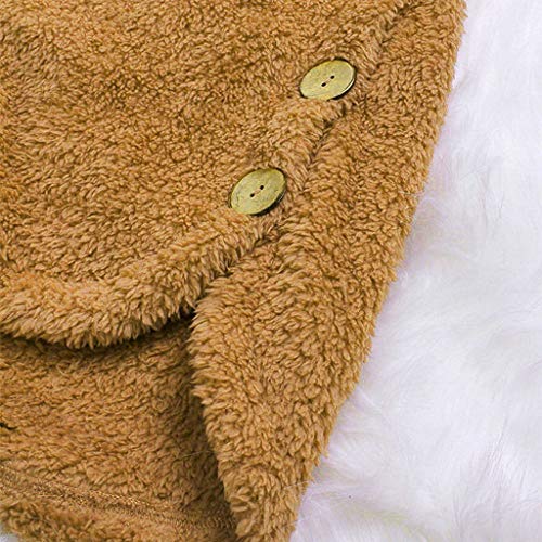 Sanyyanlsy Women's Long Sleeve Button Hoodie Coat Fluffy Plush Pullover Tops Loose Sweater Outwear Fashion Winter Wear D-Yellow