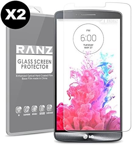 [2 Pack] LG G3 Screen Protector,RANZ Tempered Glass Premium High Definition Shockproof Clear Screen Protector for LG G3
