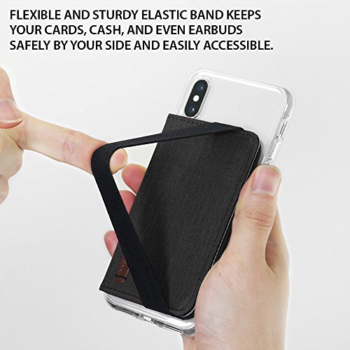 image for Ringke Flip Card Holder with Elastic Hand Strap [Charcoal Black] Slim 