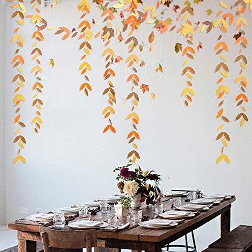 52 Ft Fall Orange Party Decorations Kit Autumn Paper Leaf Garland Streamer Yellow leaves Banner for Wedding Bridal Shower Birthday Baby Shower Engagement Halloween Thanksgiving Party Decor(4 Packs) - Image 4
