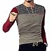LOGEEYAR Mens Slim Fitted Casual Short Sleeve Button T-Shirts Contrast Color Stitching Tees Tops Z-red