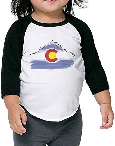 Colorado's Flag Babys Tee Boys Girls 3/4 Sleeves Baseball Raglan Shirt 5-6 Toddler