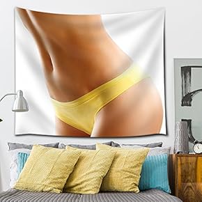Sexy Underwear Model in Yellow Silk Panty - Fabric Tapestry, Home Decor - 51x60 inches