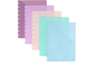 MEI YI TIAN Discbound Dividers with Pockets 7x9.25 Classic Size Discbound Notebook Divider 9 Disc Bound Planner Inserts Pocket 5pcs Plastic Index Dividers for Planner Folder Office