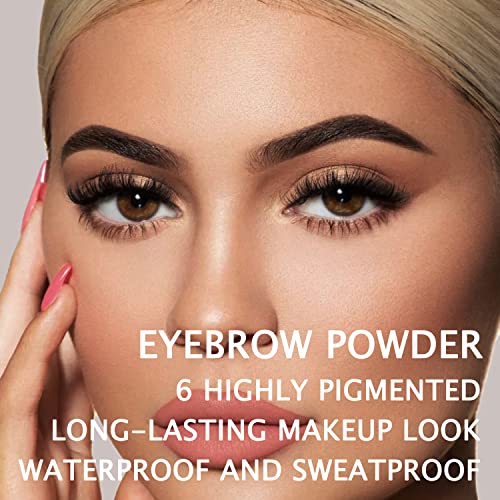 Youngfocus Eye Makeup Contour Kit Palette Set, 6 Waterproof Eyebrow Powders, 5 Eyebrow Stencils