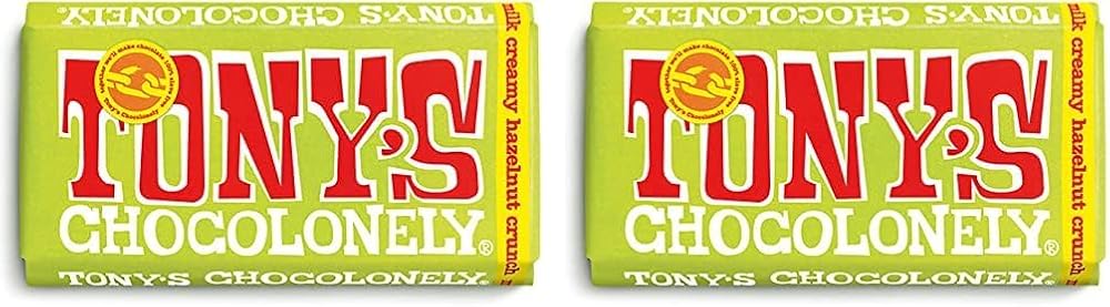 Tony's Chocolonely Milk Creamy Hazelnut Crunch Chocolate Bar 180g Pack 2