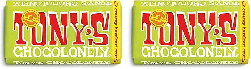 Tony's Chocolonely Milk Creamy Hazelnut Crunch Chocolate Bar 180g Pack 2