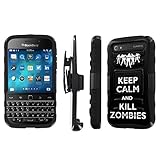 NakedShield BlackBerry Q20 (Keep Calm and Kill Zombies) Combat Tough Holster KickStand Armor Phone Case